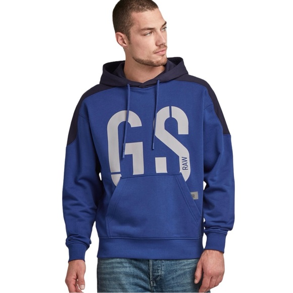 G-Star Raw 89 Logo Block Hoodie, Blue, Loose Fit, Men’s Size Small - Picture 8 of 9